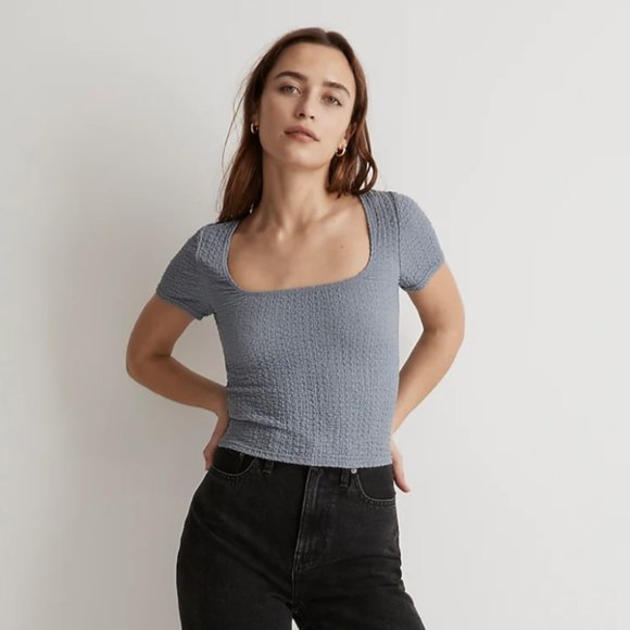 Madewell Popcorn Top Square-Neck Tee - Picture 3 of 8